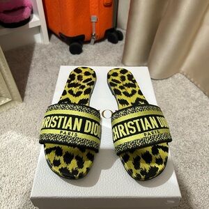 AUTHENTIC Dior Lime Pop and Black DWAY mules Size 39.5